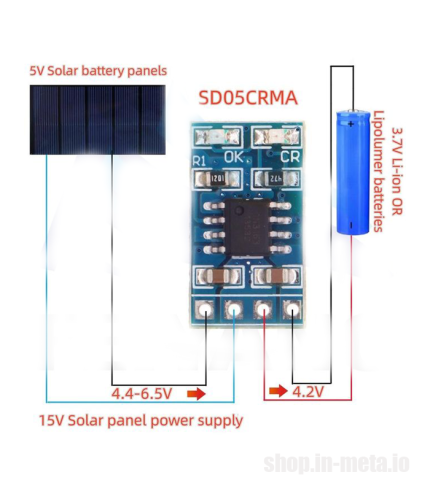 MPPT Solar Charge Controller 1A-2A, 4.2V 3.7V 18650 LiPo Li-ion metamart in-meta.io