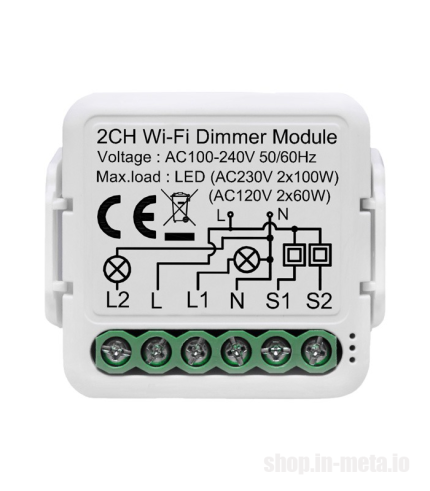 WiFi Dimmer Module, 2 channel metamart in-meta.io