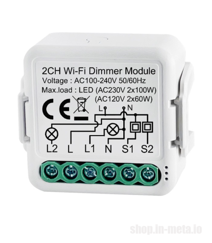 WiFi Dimmer Module, 2 channel metamart in-meta.io