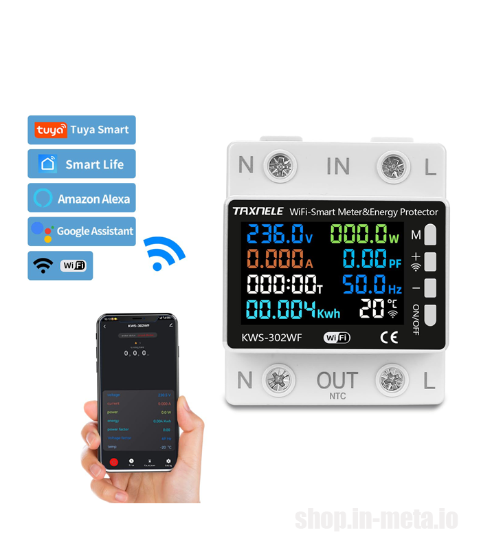 KWS-302WF TUYA WiFi Smart Power Meter Over Under Voltage Protection metamart shop.in-meta.io